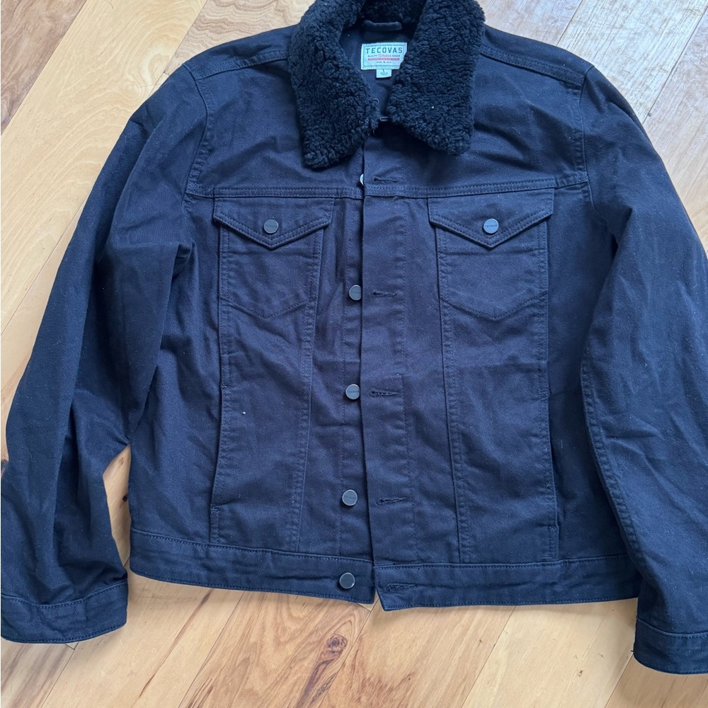 Tecovas Black Bomber Jacket with Cozy Collar